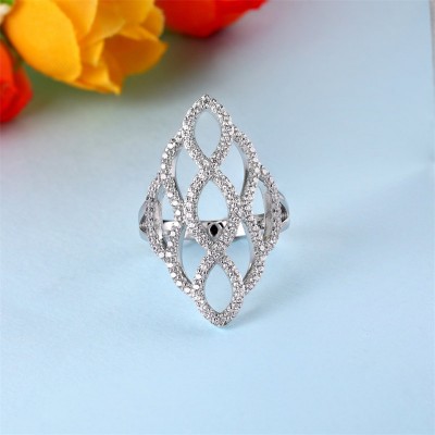 Vintage Hollow White Sapphire 925 Sterling Silver Infinity Women's Ring