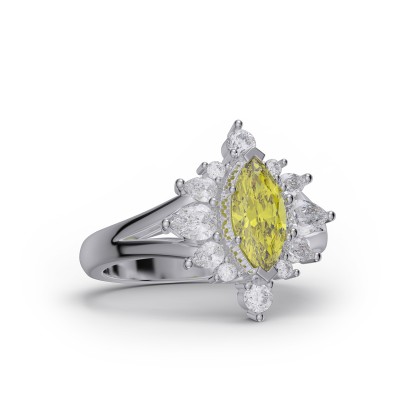 Marquise Cut Peridot 925 Sterling Silver Engagement Ring