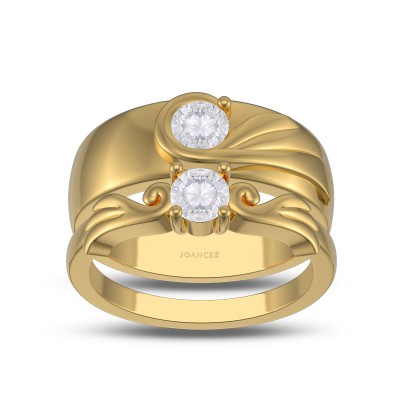 Yellow Gold Round Cut White Sapphire 925 Sterling Silver Angel Wing Couple Rings