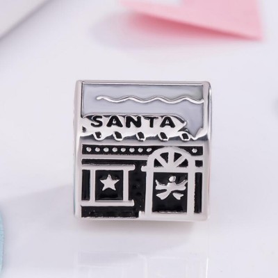 Santa House Charm Sterling Silver