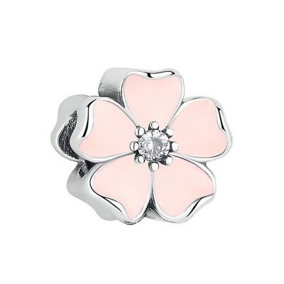 Pink Flower Charm Sterling Silver