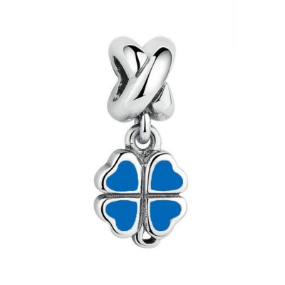 Clover Blue Charm Sterling Silver