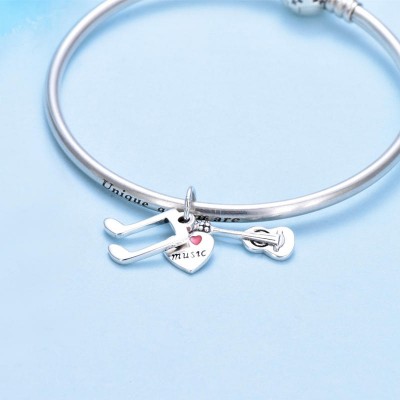 Love Music Violin Sterling Silver Charm