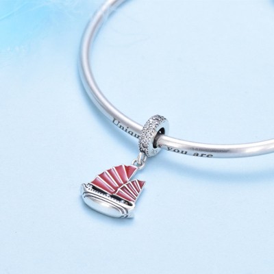 Red Sailboat Sterling Silver Charm