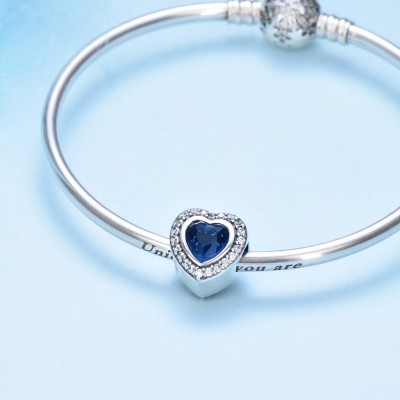 Blue Heart Sterling Silver Charm
