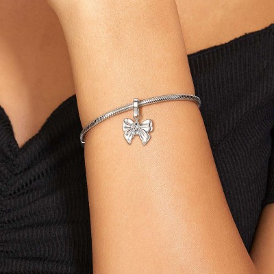 Simple Cute Bow Sterling Silver Charm
