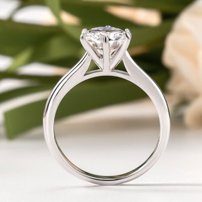 2.0 ct Classic Round Cut 6-Prong Moissanite Solitaire Sterling Silver Engagement Ring