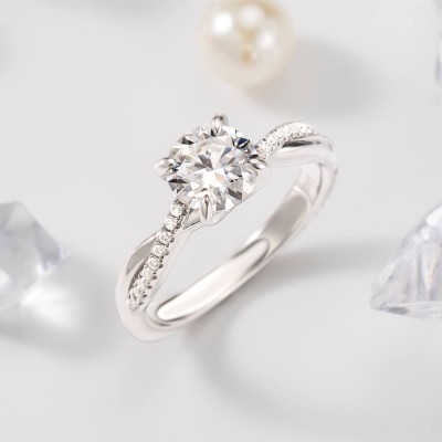 1.2 ct Round Cut Moissanite Sterling Silver Twisted Engagement Ring