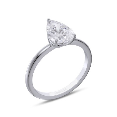 Classic Pear Cut Moissanite Sterling Silver Solitaire Engagement Ring