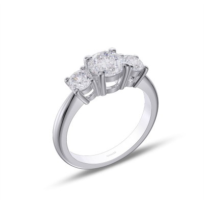1.8 CT Round Cut Moissanite Sterling Silver 3-Stone Engagement Ring