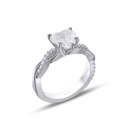 2.0 CT Heart Cut Moissanite 925 Sterling Silver Twisted Promise Ring
