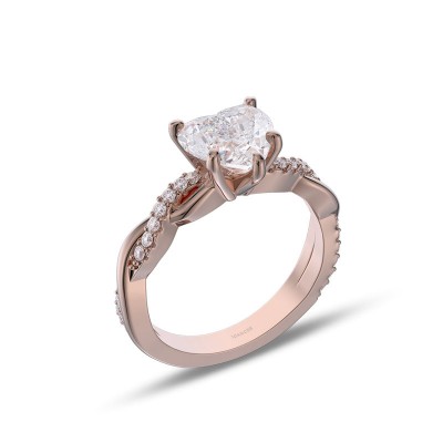 2.0 CT Rose Gold Heart Cut Moissanite 925 Sterling Silver Twisted Promise Ring