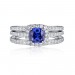 Princess Cut 925 Sterling Silver Sapphire 3 Piece Halo Ring Sets