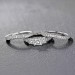 Cushion Cut S925 Silver White Sapphire 3-Stone 3 Piece Ring Sets