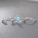 Marquise Cut Aquamarine & White Sapphire S925 Silver 3 Piece Ring Sets