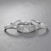 Cushion Cut White Sapphire 925 Sterling Silver 3 Piece Halo Ring Sets