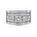 Princess Cut 925 Sterling Silver White Sapphire 3 Piece Ring Sets