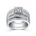 Princess Cut 925 Sterling Silver White Sapphire 3 Piece Ring Sets