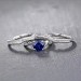 Round Cut Sapphire & White Sapphire S925 Silver 3 Piece Ring Sets