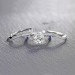 Round Cut S925 Silver White Sapphire 3 Piece Halo Ring Sets