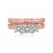 Princess Cut Rose Gold S925 Silver White Sapphire 3-Stone Ring Sets