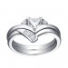 Trillion Cut 925 Sterling Silver White Sapphire 3-Stone Ring Sets
