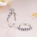 Round Cut Blue & White Sapphire 925 Sterling Silver Bridal Sets