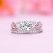 Round Cut White Sapphire 925 Sterling Silver Rose Gold Ring Sets