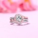 Round Cut White Sapphire Rose Gold 925 Sterling Silver Bridal Sets