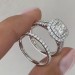 Cushion Cut White Sapphire Sterling Silver Double Halo Bridal Sets