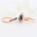 Rose Gold Pear Cut Black Sapphire Sterling Silver Halo Bridal Sets