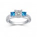 Princess Cut Aquamarine & White Sapphire S925 Three-Stone Engagement Rings