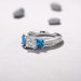 Princess Cut Aquamarine & White Sapphire S925 Three-Stone Engagement Rings