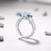 Princess Cut Aquamarine & White Sapphire S925 Three-Stone Engagement Rings