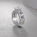 Round Cut 925 Sterling Silver Sapphire & White Sapphire Engagement Rings
