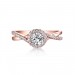 Round Cut Rose Gold 925 Sterling Silver White Sapphire Halo Engagement Rings