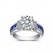 Round Cut Sapphire & White Sapphire 925 Sterling Silver Engagement Rings