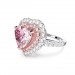 Heat Cut Pink Sapphire Sterling Silver Double Halo Engagement Ring