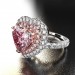 Heat Cut Pink Sapphire Sterling Silver Double Halo Engagement Ring