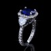Cushion Cut Blue Sapphire 925 Sterling Silver 3-Stone Trio Engagement Ring