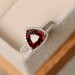 Trillion Cut Garnet Sterling Silver Halo Engagement Ring