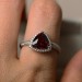 Trillion Cut Garnet Sterling Silver Halo Engagement Ring
