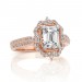 Rose Gold Emerald Cut White Sapphire Sterling 925 Silver Halo Engagement Ring