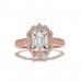 Rose Gold Emerald Cut White Sapphire Sterling 925 Silver Halo Engagement Ring