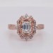 Rose Gold Emerald Cut White Sapphire Sterling 925 Silver Halo Engagement Ring