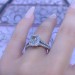 Princess Cut White Sapphire 925 Sterling Silver Double Halo Engagement Ring