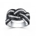 Round Cut Black & White Sapphire S925 Silver Wedding Bands