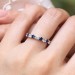 Round Cut Blue & White Sapphire Sterling Silver Eternity Wedding Band for Women