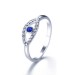 Titanium Round Cut Blue & White Sapphire Silver Promise Rings For Her
