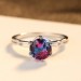 Round Cut Rainbow Stone 925 Sterling Silver Promise Ring